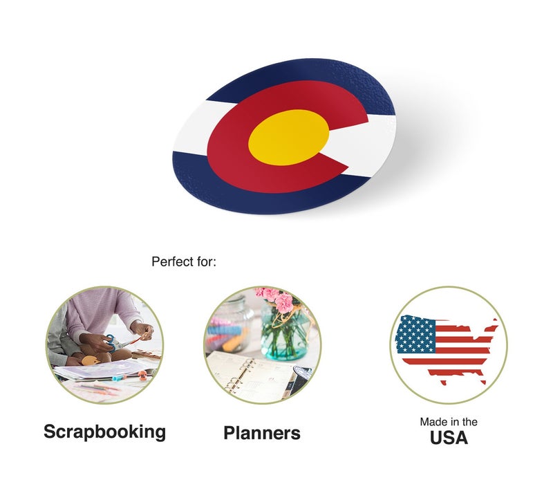 Desert Cactus Colorado State Flag Sticker Decal 1 Inch Round Two Sheets 50 Total Pieces Kids Logo Scrapbook Car Vinyl Window Bumper Laptop C - Image 2